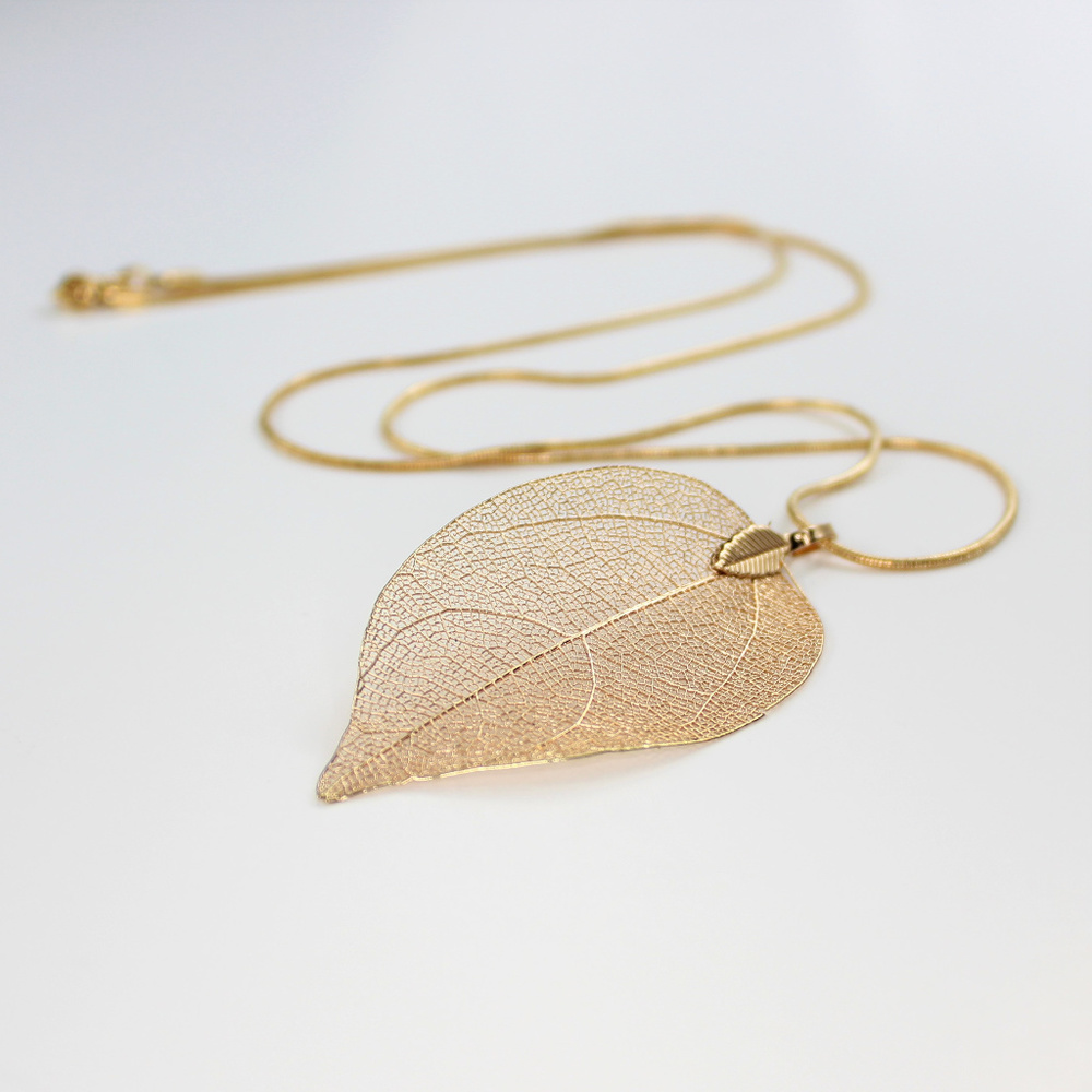 Gold-tone Leaf Pendant Necklace